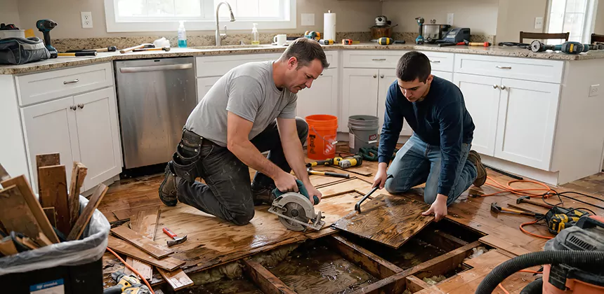 Kitchen Floor Water Damage Repair in Laguna Hills
